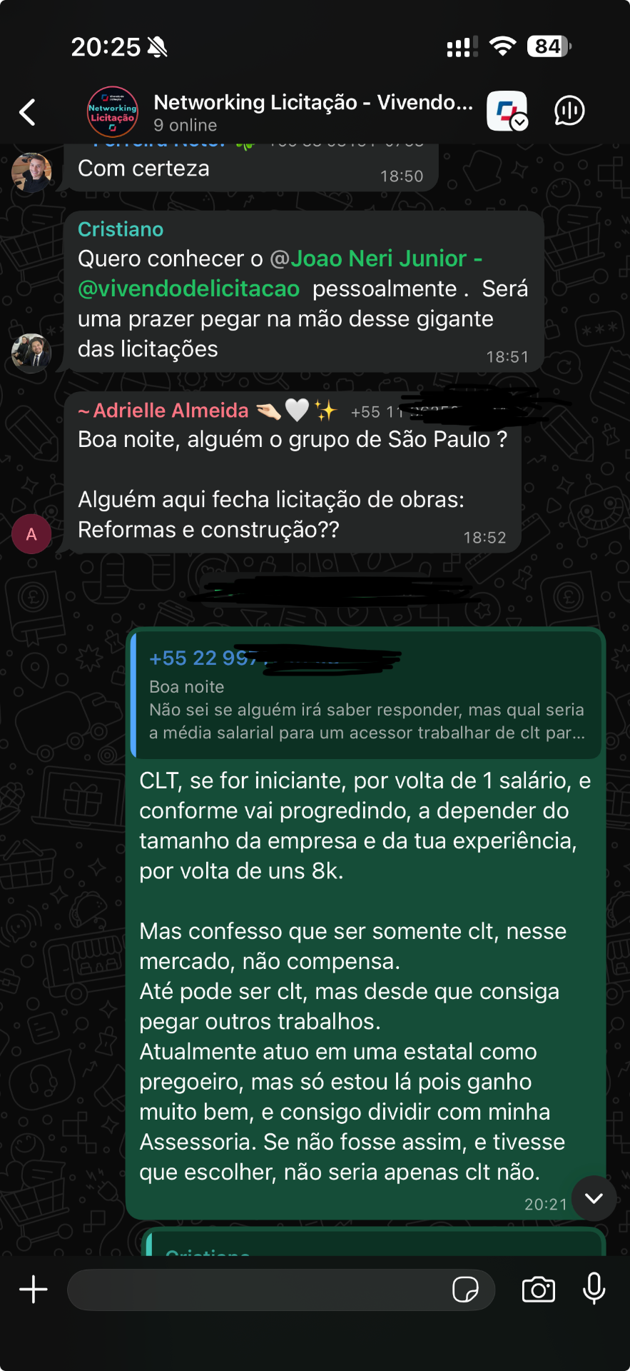 Troca de experiência entre membros